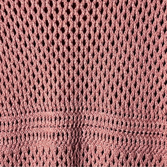 American Eagle | Blush Pink Open Knit Long Sleeve Sweater, Medium - Picture 3 of 7